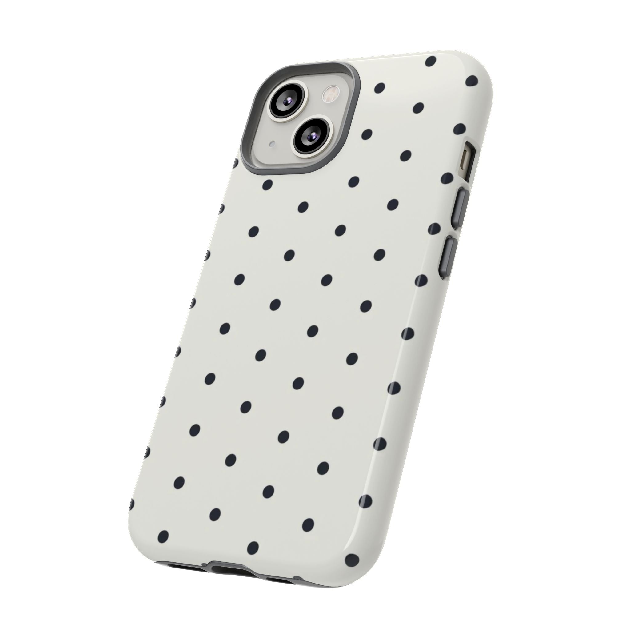 White Polka Dots Tough Case  Available For All iPhone Models