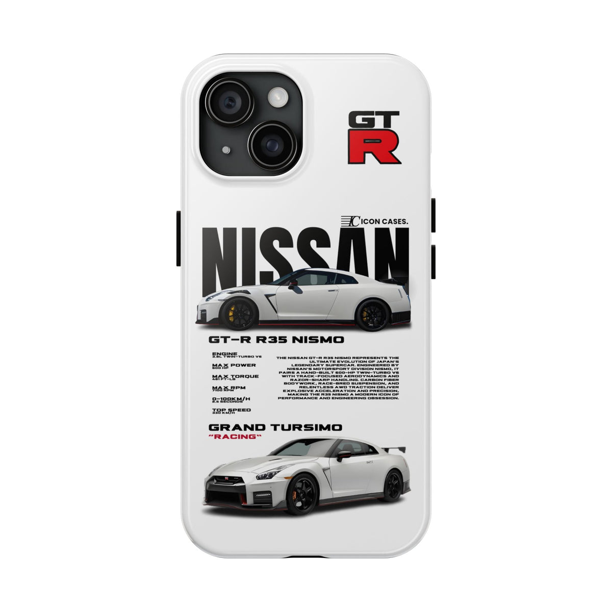 Nissan GT-R R35 White Premium Tough Shining Phone Case (Double Layer) Available For All iPhone Models