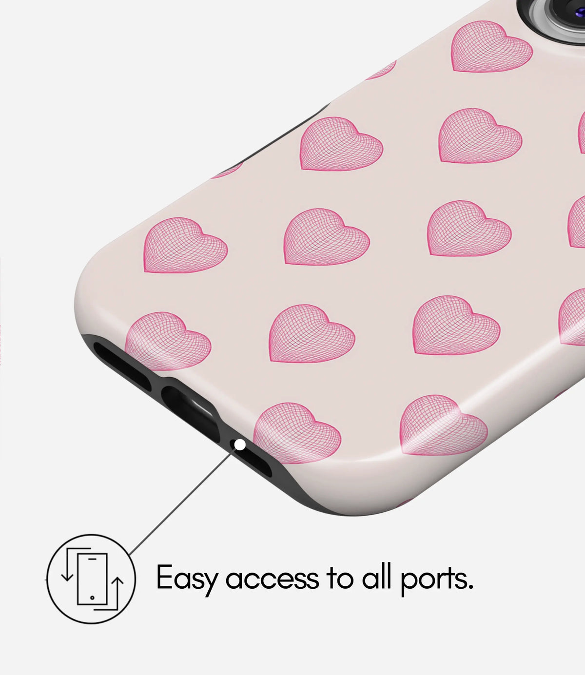 Heart Grid Premium Tough Shining Phone Case (Double Layer) Available For All iPhone Models
