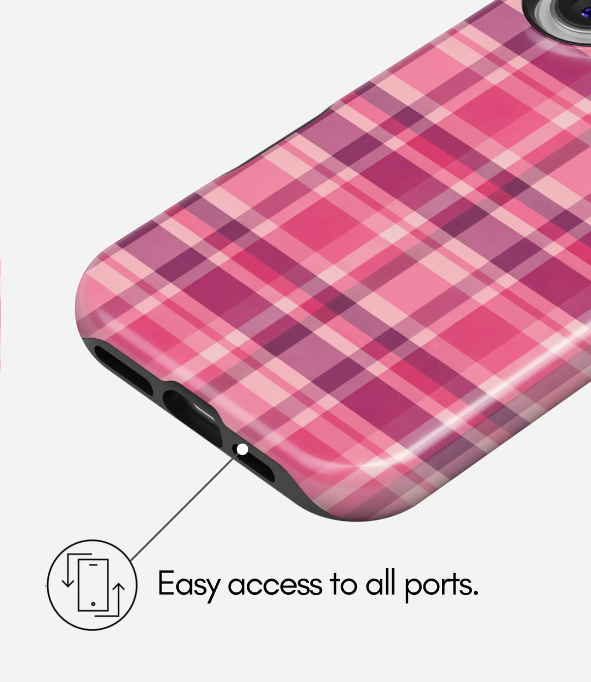 Pink Plaid Harmony Premium Tough Shining Phone Case (Double Layer) Available For All iPhone Models