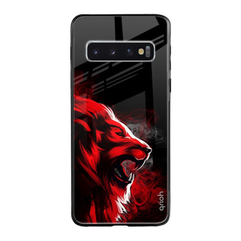 Red Angry Lion Glossy Case for Samsung Galaxy S10
