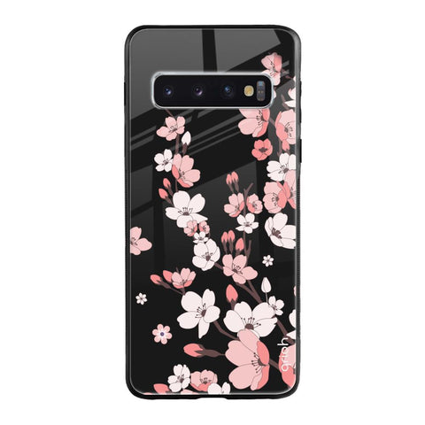 Black Cherry Blossom Glossy Case for Samsung Galaxy S10