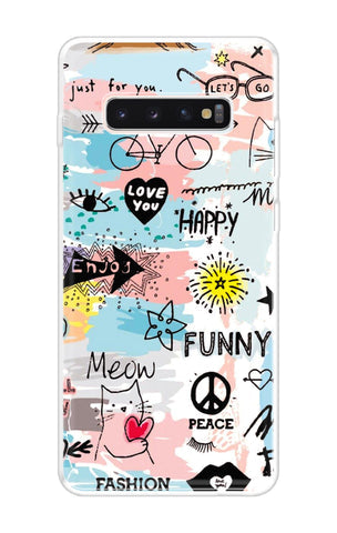 Happy Doodle Soft Cover for Samsung Galaxy S10