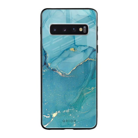 Blue Golden Glitter Glossy Case for Samsung Galaxy S10 Plus