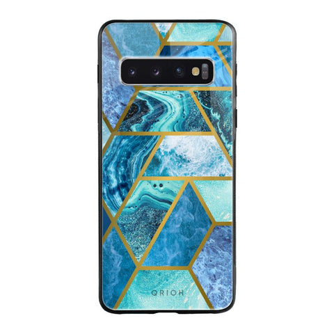 Turquoise Geometrical Marble Glossy Case for Samsung Galaxy S10 Plus