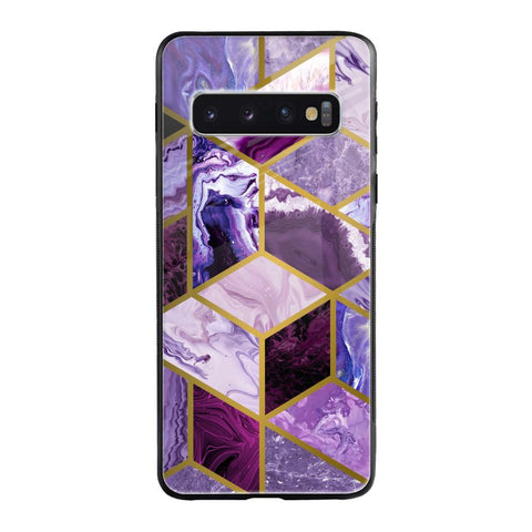 Purple Rhombus Marble Glossy Case for Samsung Galaxy S10 Plus