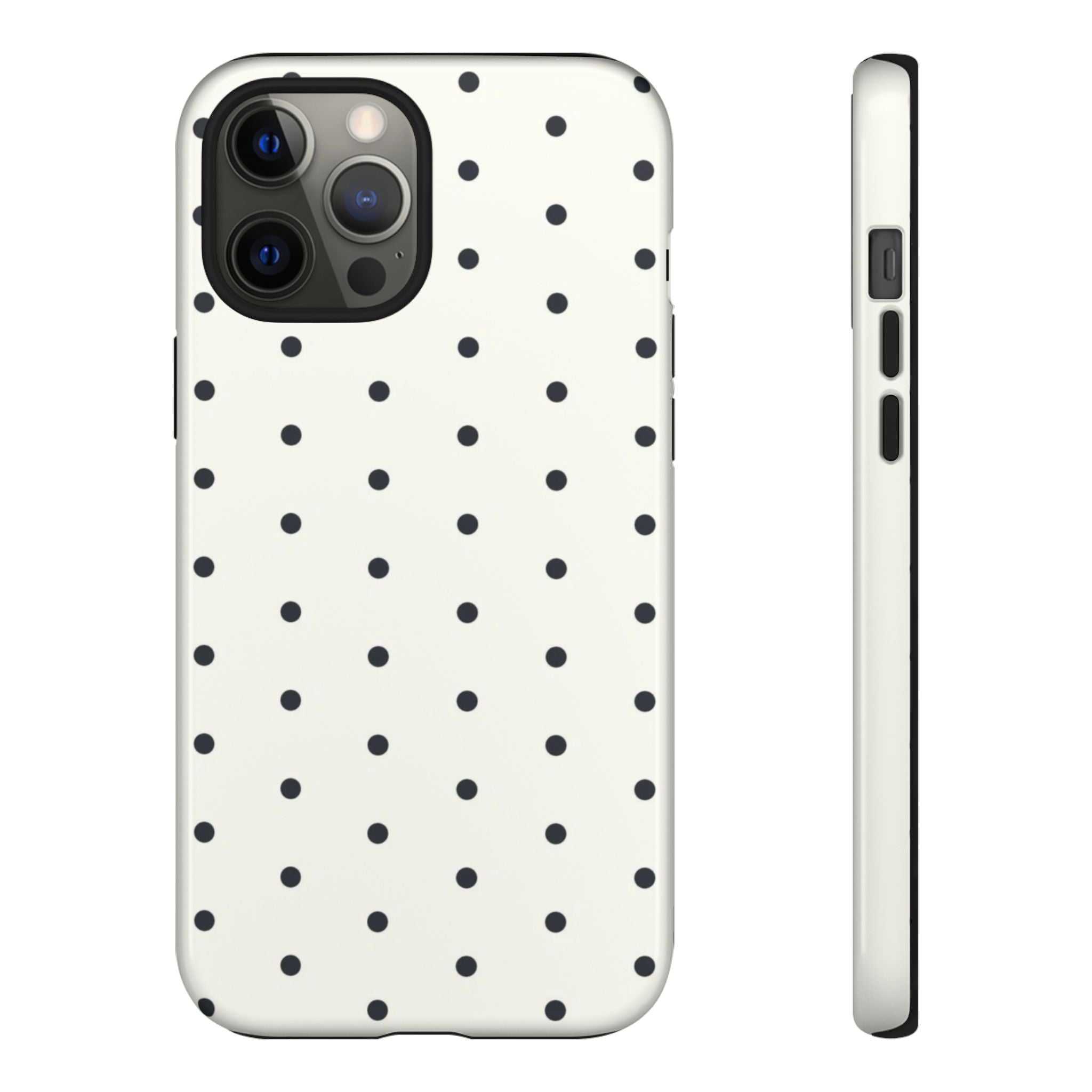 White Polka Dots Tough Case  Available For All iPhone Models