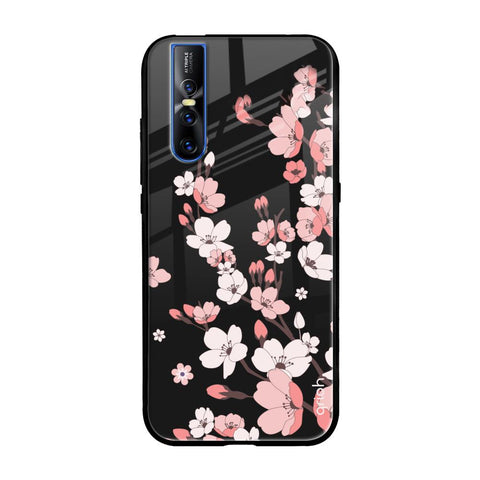 Black Cherry Blossom Glossy Case for Vivo V15 Pro