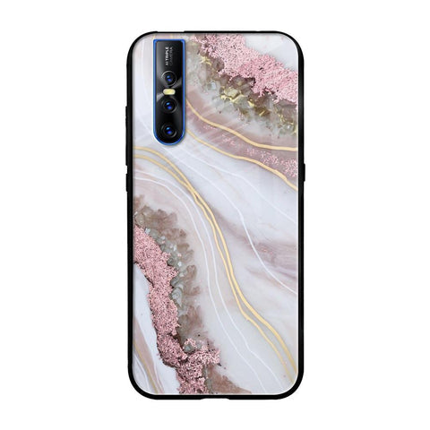 Pink & Gold Gllitter Marble Glossy Case for Vivo V15 Pro