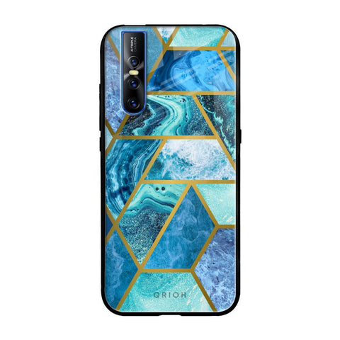 Turquoise Geometrical Marble Glossy Case for Vivo V15 Pro