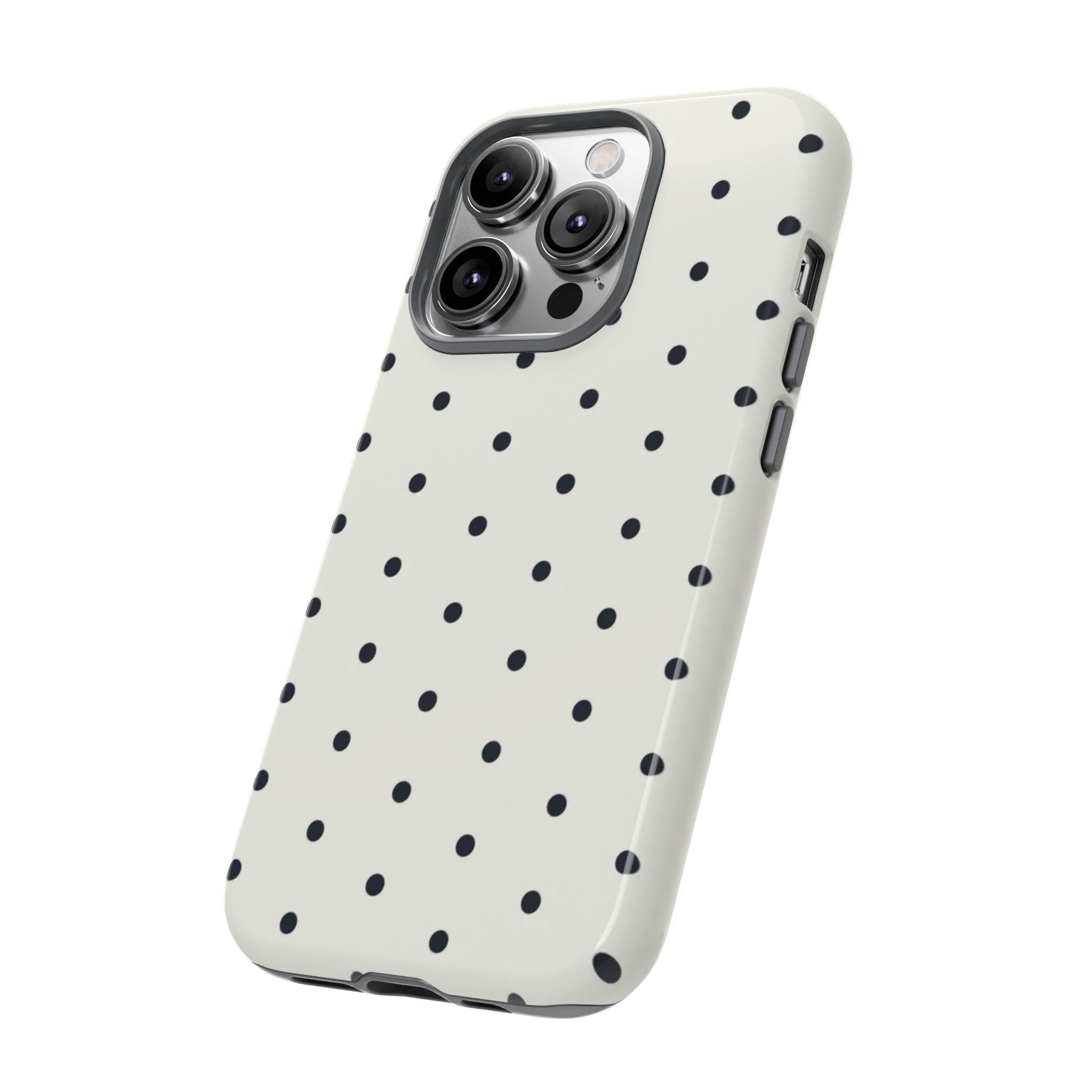 White Polka Dots Tough Case  Available For All iPhone Models