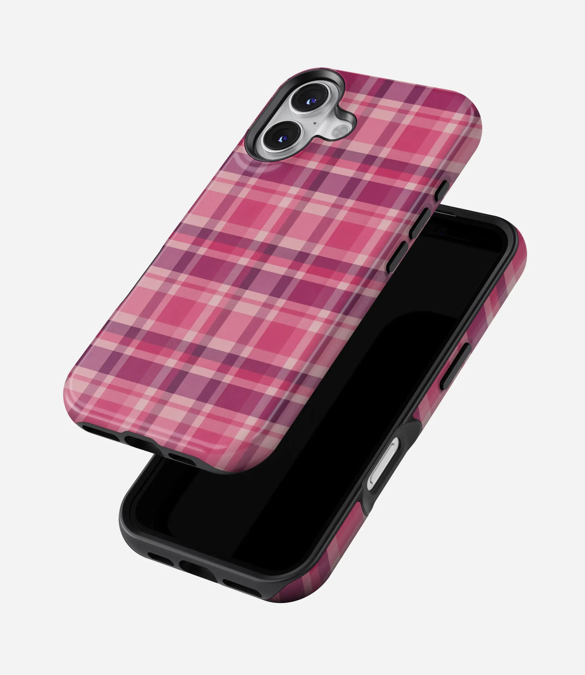 Pink Plaid Harmony Premium Tough Shining Phone Case (Double Layer) Available For All iPhone Models