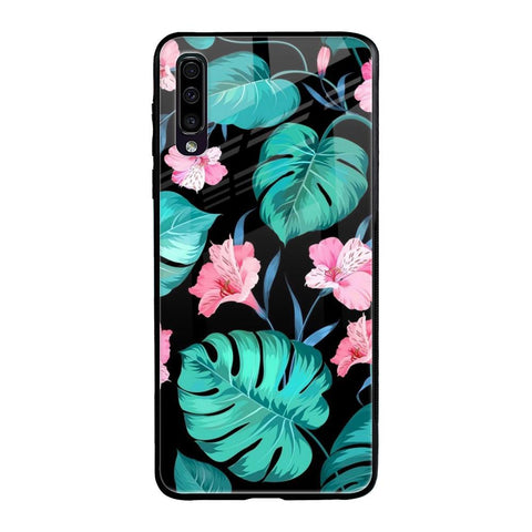 Tropical Leaves & Pink Flowers Glossy case for Samsung Galaxy A50