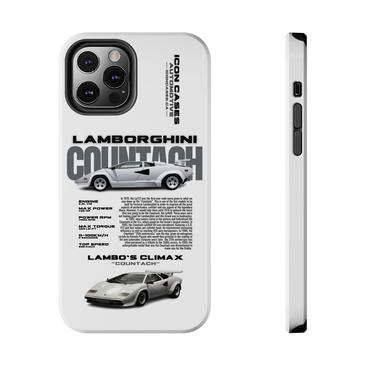 Lamborghini Countach White Premium Tough Shining Phone Case (Double Layer) Available For All iPhone Models