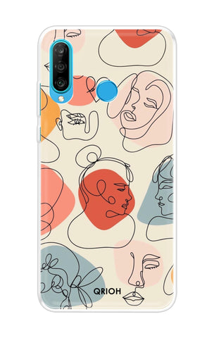 Abstract Faces Soft Cover for Huawei P30 lite