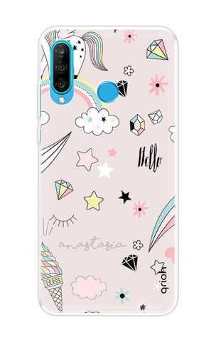 Unicorn Doodle Soft Cover For Huawei P30 lite