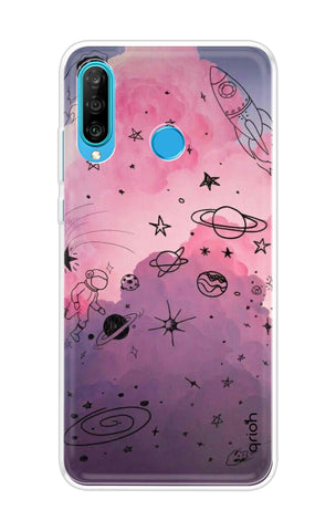 Space Doodles Art Soft Cover For Huawei P30 lite