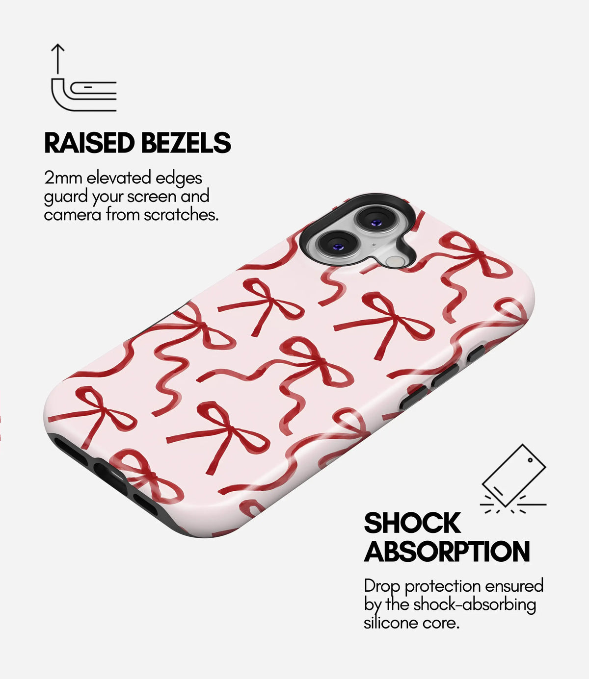 Coquette Pink Bow Premium Tough Shining Phone Case (Double Layer) Available For All iPhone Models