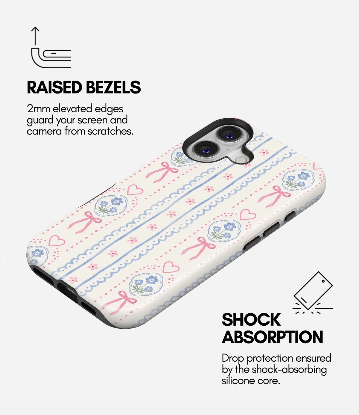 Coquette Bloom Lace Premium Tough Shining Phone Case (Double Layer) Available For All iPhone Models