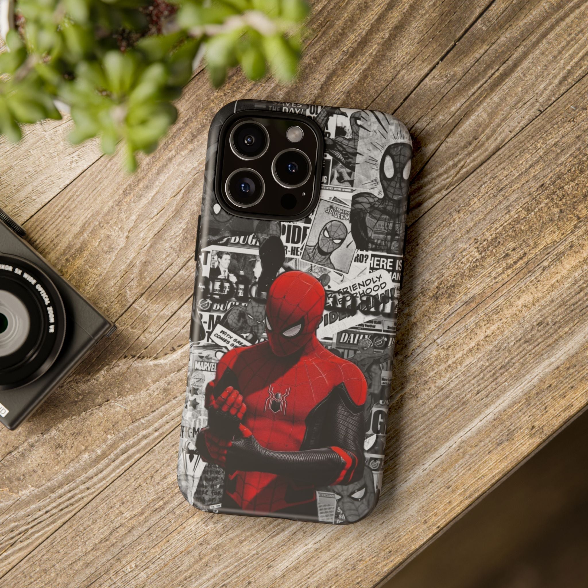 Red Mask Collage Premium Tough Shining Phone Case (Double Layer) Available For All iPhone Models