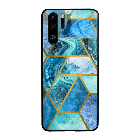 Turquoise Geometrical Marble Glossy Case for Huawei P30 Pro