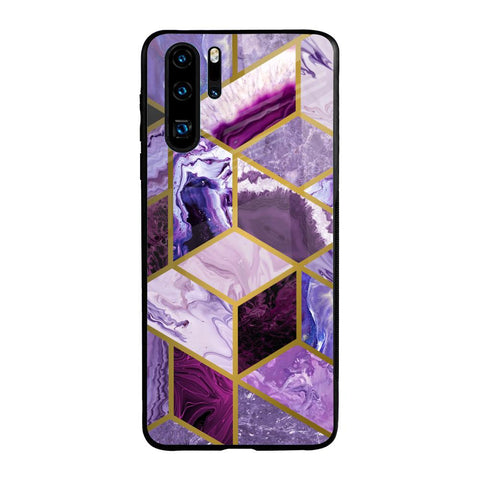 Purple Rhombus Marble Glossy Case for Huawei P30 Pro