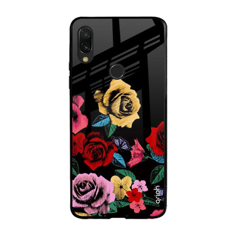Floral Decorative Glossy Case For Xiaomi Redmi Note 7 Pro