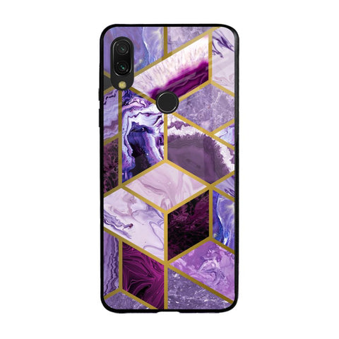 Purple Rhombus Marble Glossy Case for Xiaomi Redmi Note 7 Pro