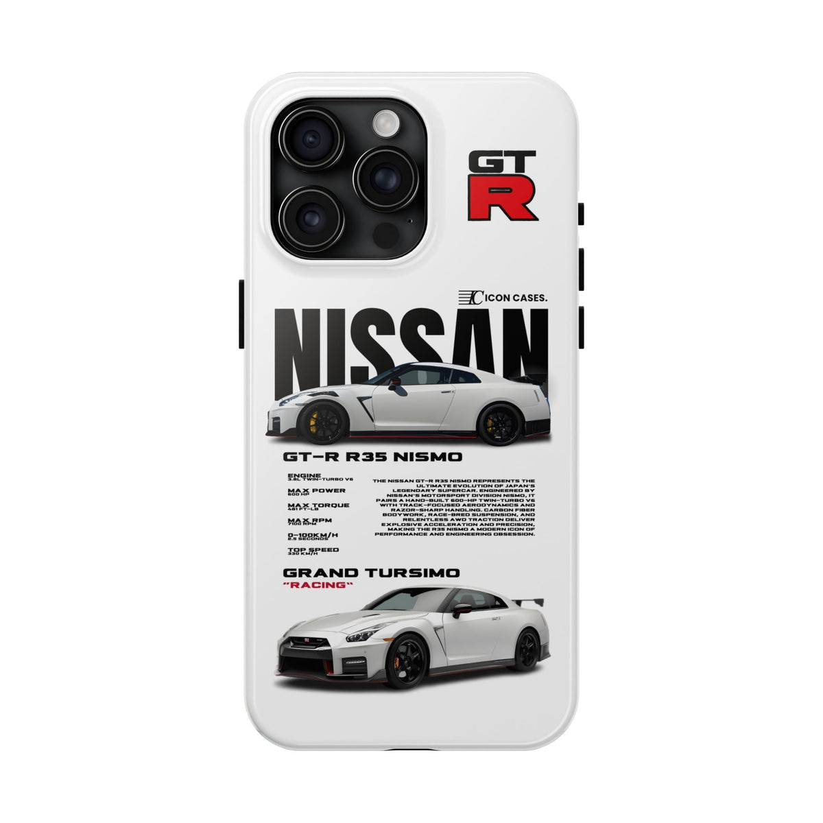 Nissan GT-R R35 White Premium Tough Shining Phone Case (Double Layer) Available For All iPhone Models