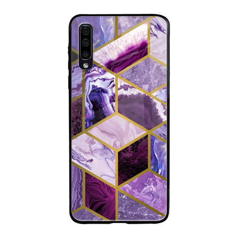 Purple Rhombus Marble Glossy Case for Samsung Galaxy A70