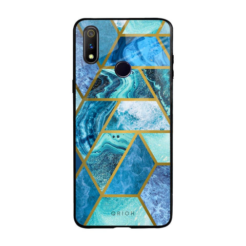 Turquoise Geometrical Marble Glossy Case for Realme 3 Pro