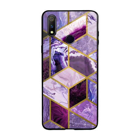 Purple Rhombus Marble Glossy Case for Realme 3 Pro