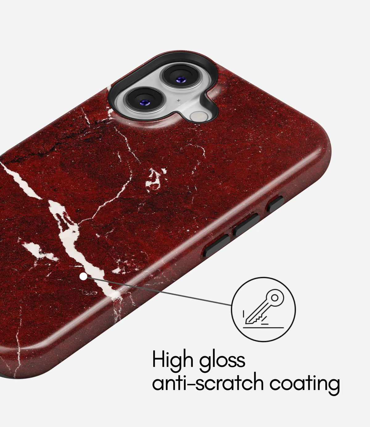 Crimson Marble Vein Premium Tough Shining Phone Case (Double Layer) Available For All iPhone Models