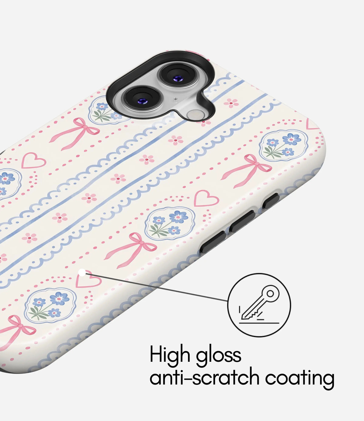 Coquette Bloom Lace Premium Tough Shining Phone Case (Double Layer) Available For All iPhone Models
