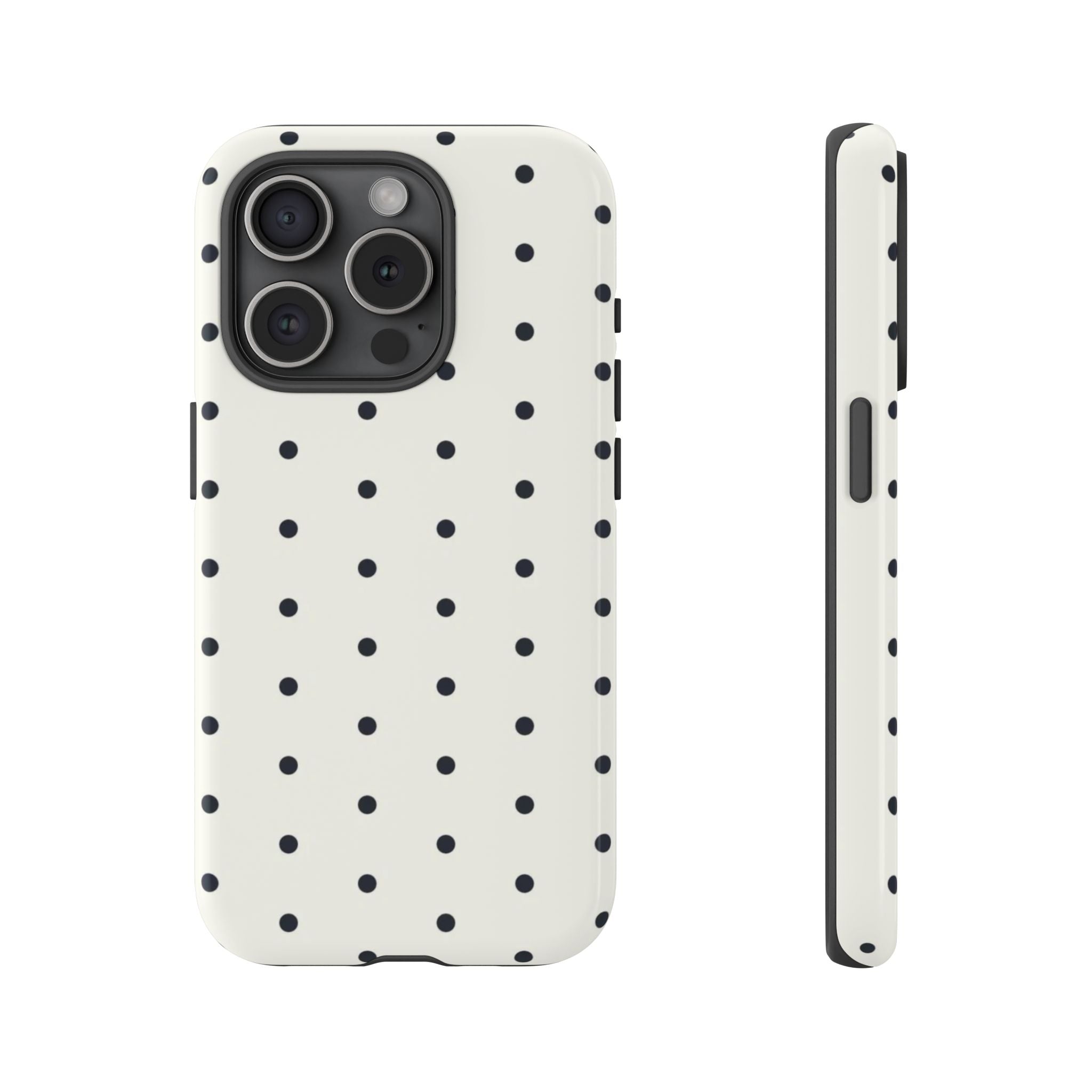 White Polka Dots Tough Case  Available For All iPhone Models