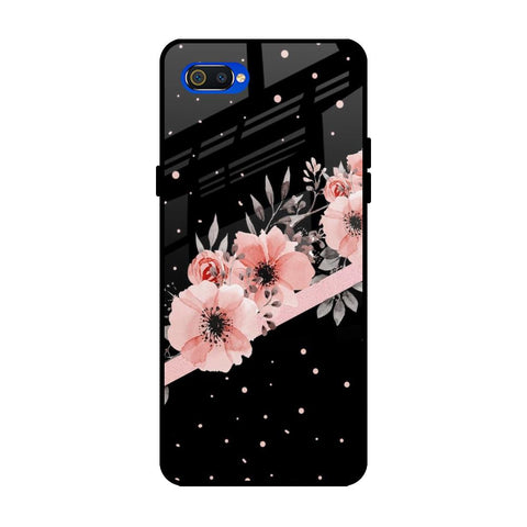 Floral Black Band Glossy Case For Realme C2