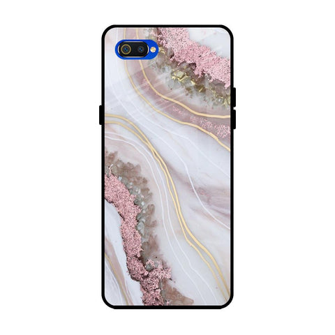 Pink & Gold Gllitter Marble Glossy Case for Realme C2