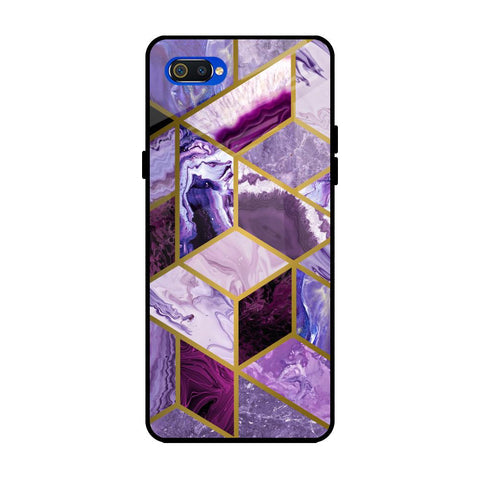 Purple Rhombus Marble Glossy Case for Realme C2