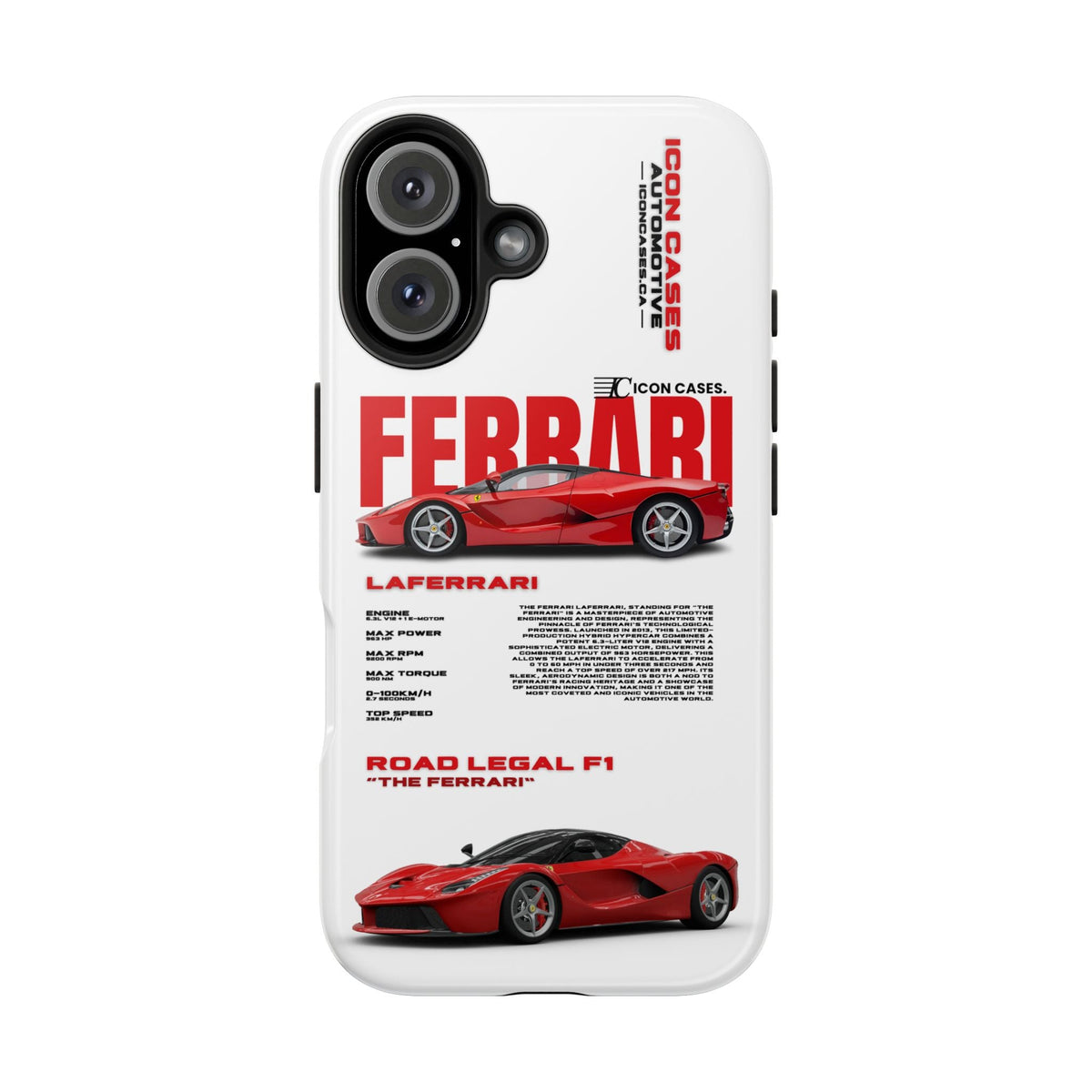 Ferrari LaFerrari White Premium Tough Shining Phone Case (Double Layer) Available For All iPhone Models