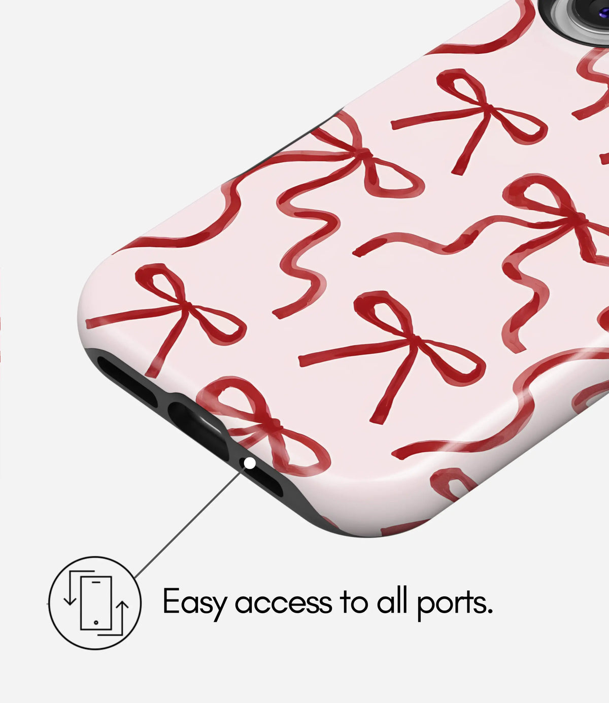 Coquette Pink Bow Premium Tough Shining Phone Case (Double Layer) Available For All iPhone Models
