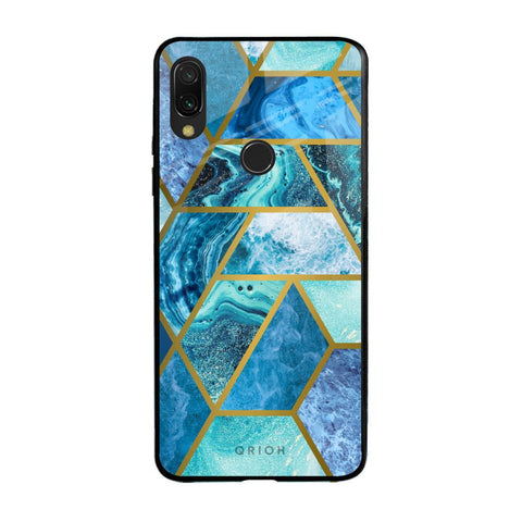 Turquoise Geometrical Marble Glossy Case for Xiaomi Redmi Note 7S