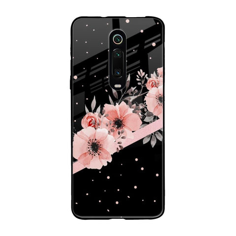 Floral Black Band Glossy Case For Xiaomi Redmi K20