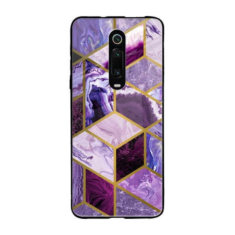 Purple Rhombus Marble Glossy Case for Xiaomi Redmi K20