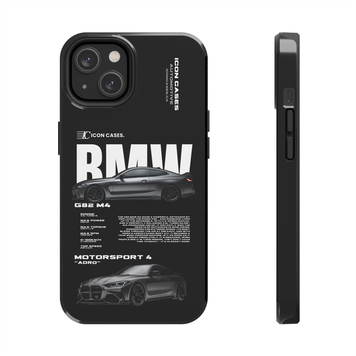 BMW M4 (G82) Black Premium Tough Shining Phone Case (Double Layer) Available For All iPhone Models