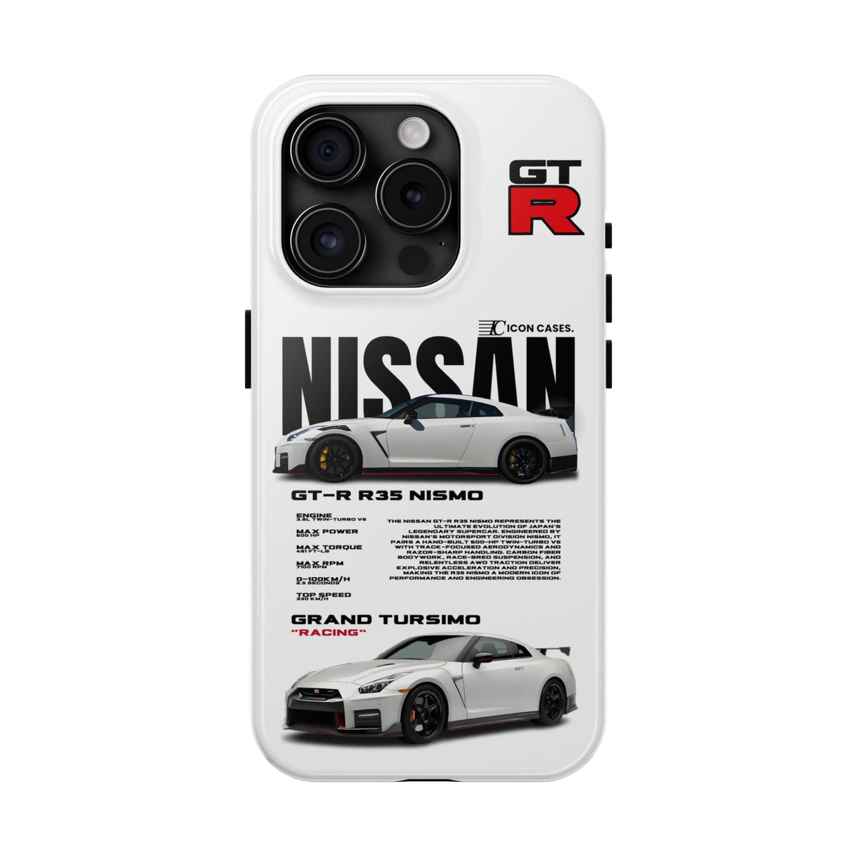 Nissan GT-R R35 White Premium Tough Shining Phone Case (Double Layer) Available For All iPhone Models