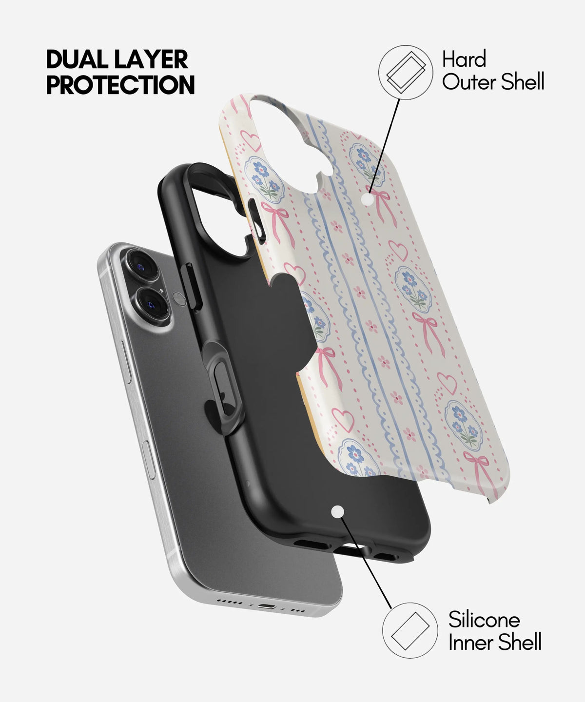 Coquette Bloom Lace Premium Tough Shining Phone Case (Double Layer) Available For All iPhone Models