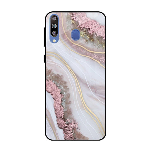 Pink & Gold Gllitter Marble Glossy Case for Samsung Galaxy M40
