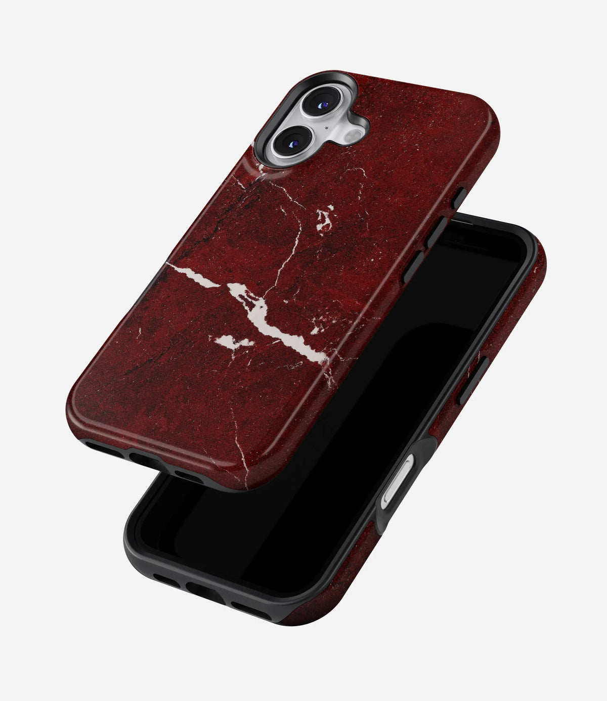 Crimson Marble Vein Premium Tough Shining Phone Case (Double Layer) Available For All iPhone Models