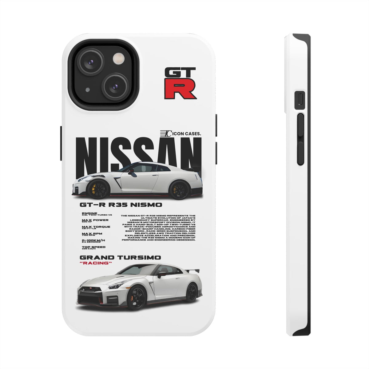 Nissan GT-R R35 White Premium Tough Shining Phone Case (Double Layer) Available For All iPhone Models