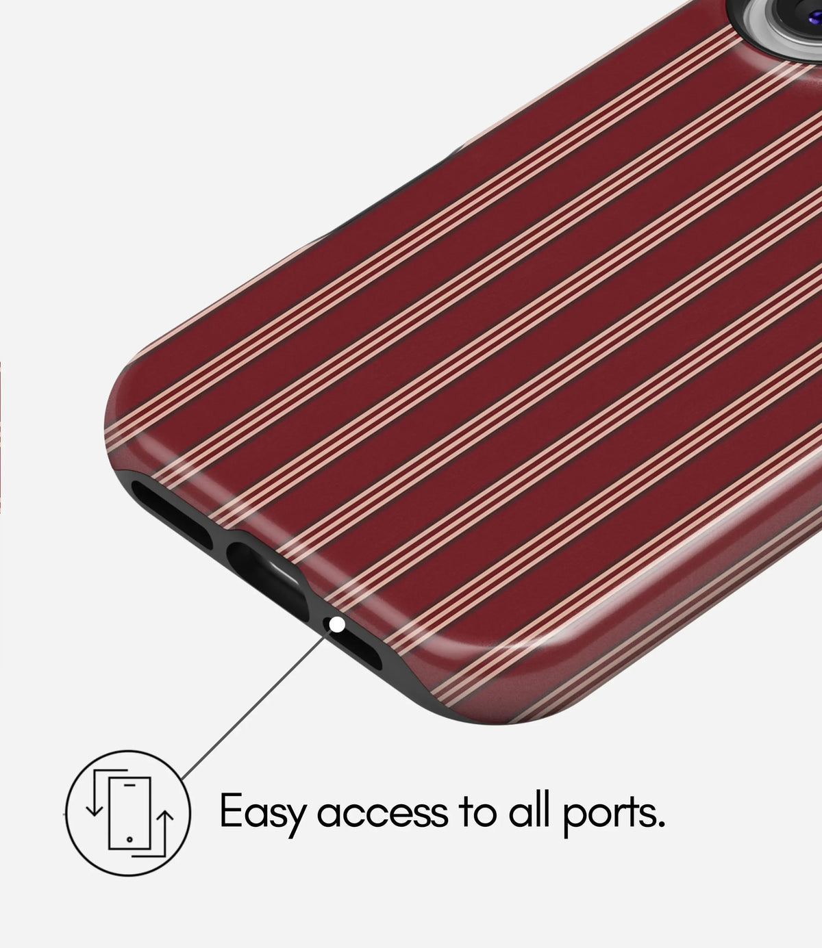 Burgundy Luxe Lines Premium Tough Shining Phone Case (Double Layer) Available For All iPhone Models